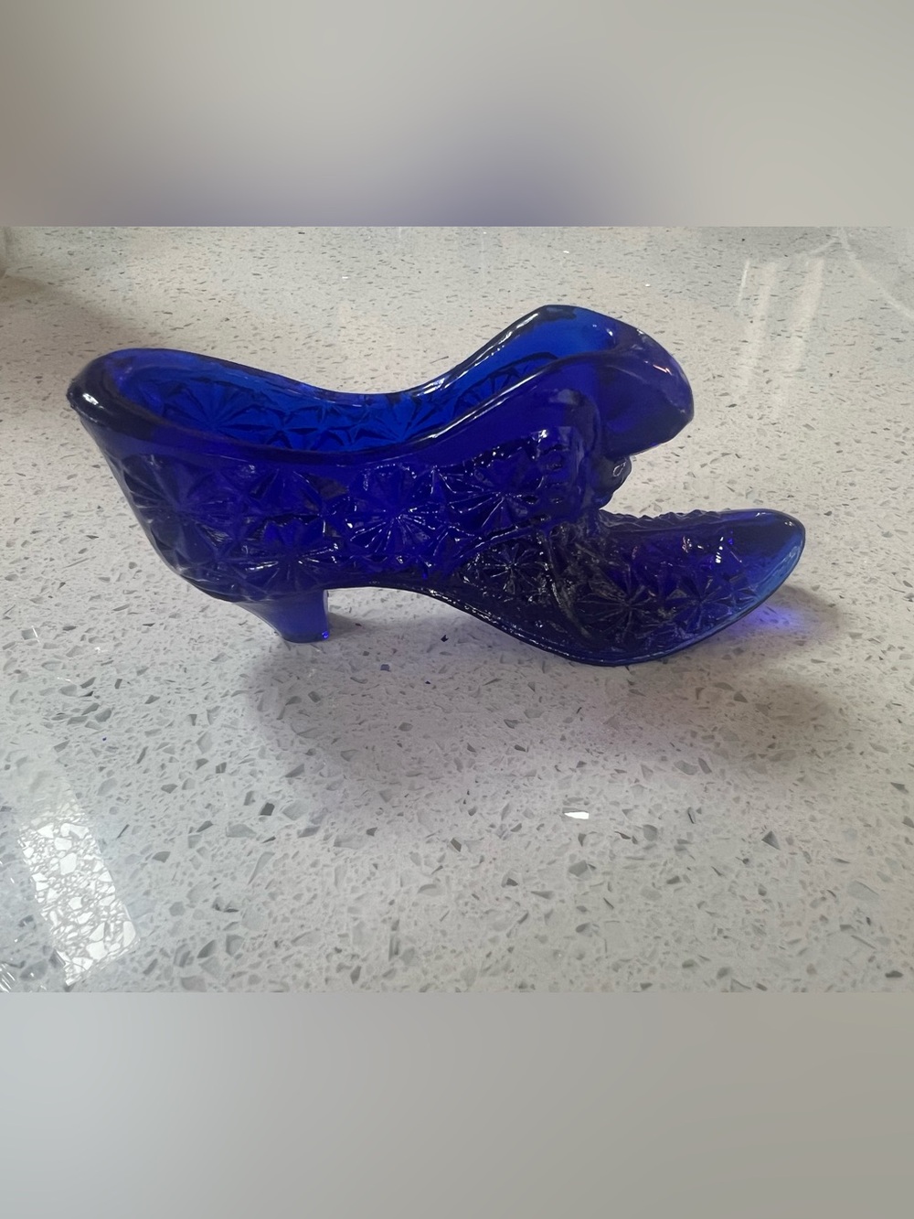 FENTON ART VINTAGE GLASS SHOE BOOT BOOTIE COBALT BLUE